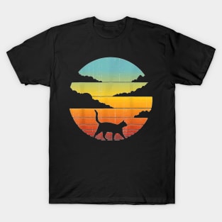 Cat Retro Vintage 60S 70S Sunset Mammal Animal Lovers T-Shirt